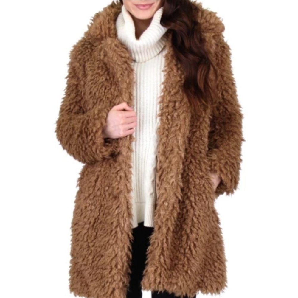Urban Expressions Brown Faux Fur Coat